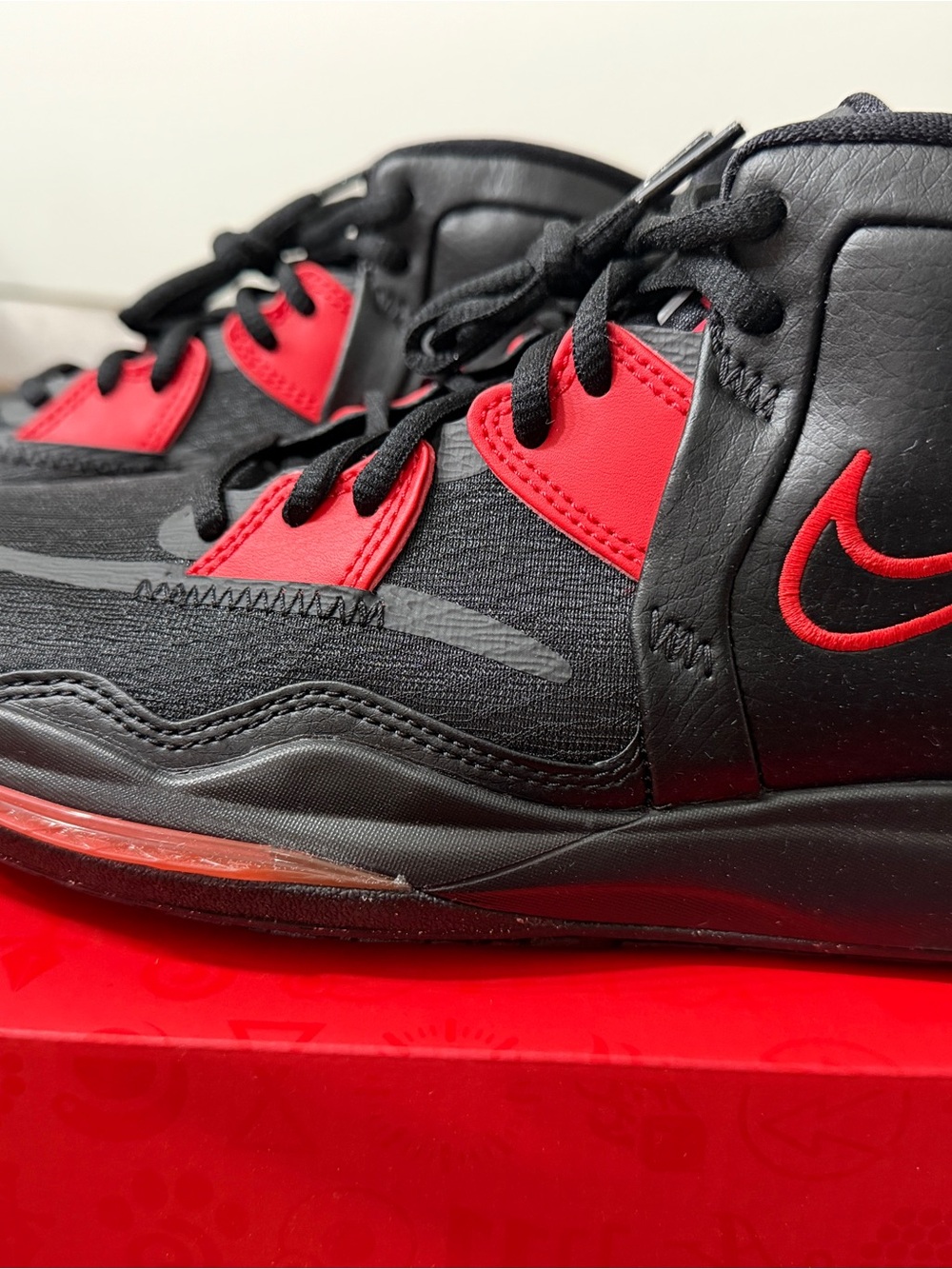 Kyrie NFINITY Kids Black and Red High-Top Sneakers